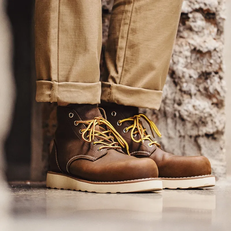 Motorcycle Genuine Leather Platform Ankle Boots