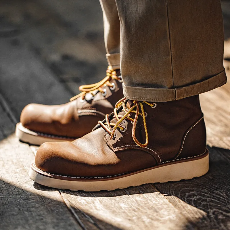 Motorcycle Genuine Leather Platform Ankle Boots
