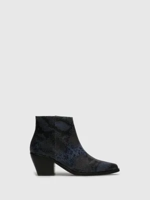 Navy Cowboy Ankle Boots