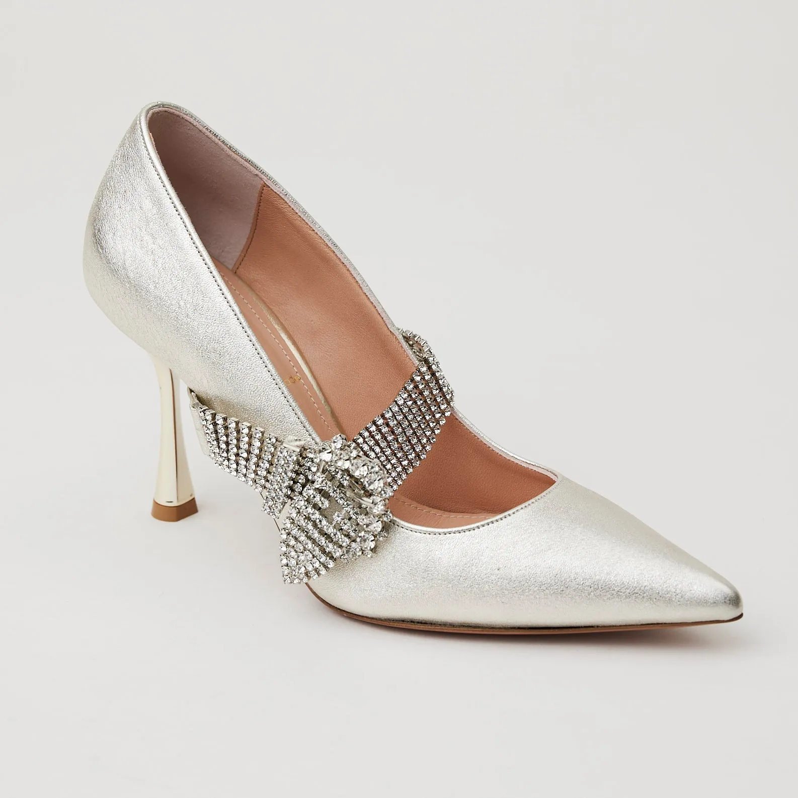 Oxitaly Silver Leather Court Shoes