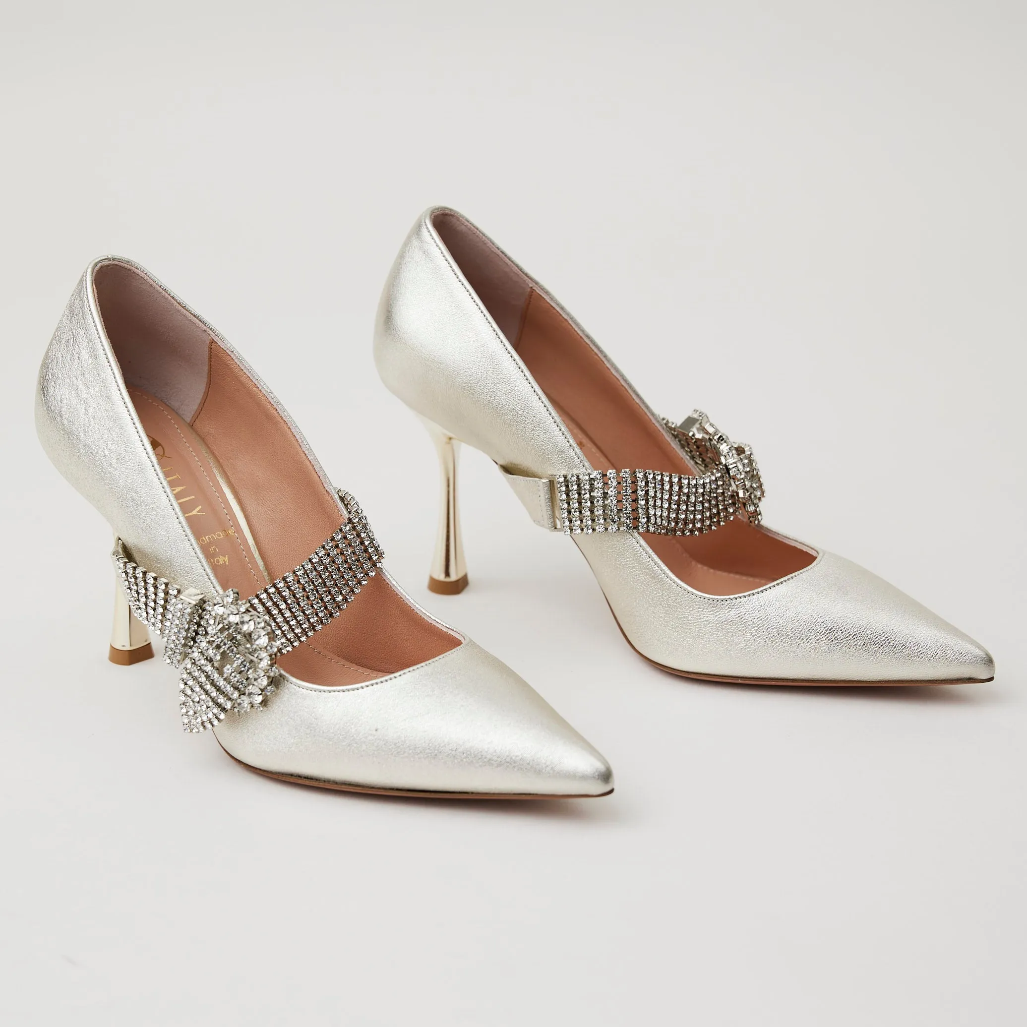 Oxitaly Silver Leather Court Shoes
