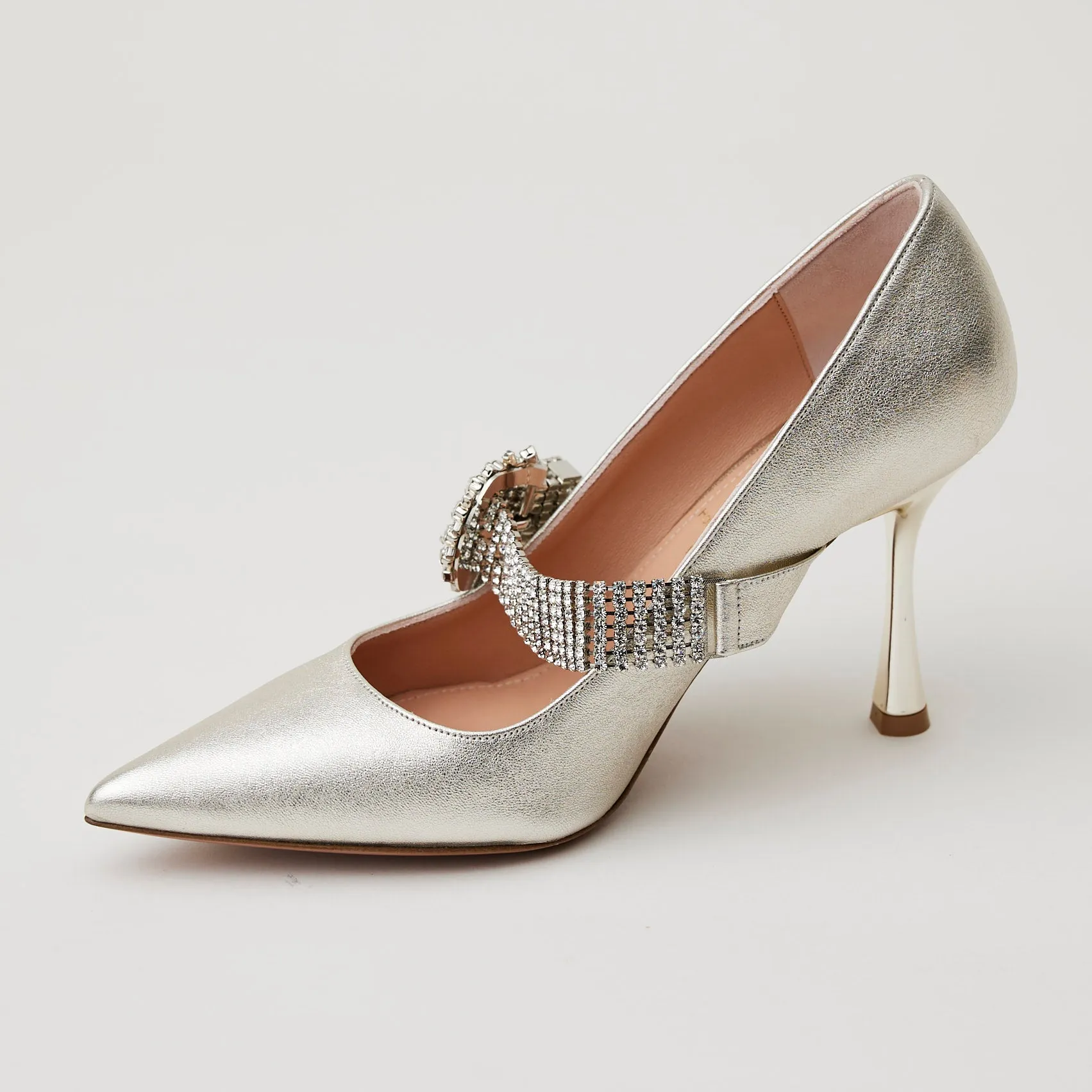 Oxitaly Silver Leather Court Shoes