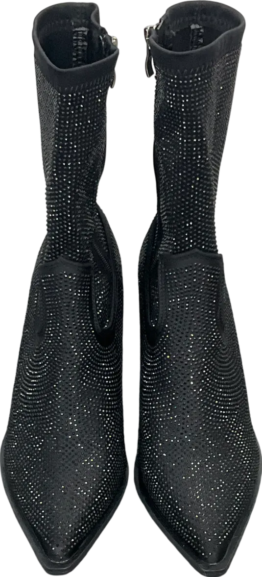 Public Desire Black Wild One Dimante Western Cowboy Boots UK 5 EU 38 👠