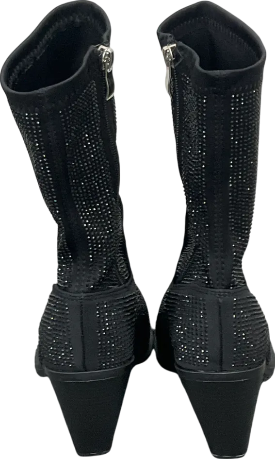 Public Desire Black Wild One Dimante Western Cowboy Boots UK 5 EU 38 👠