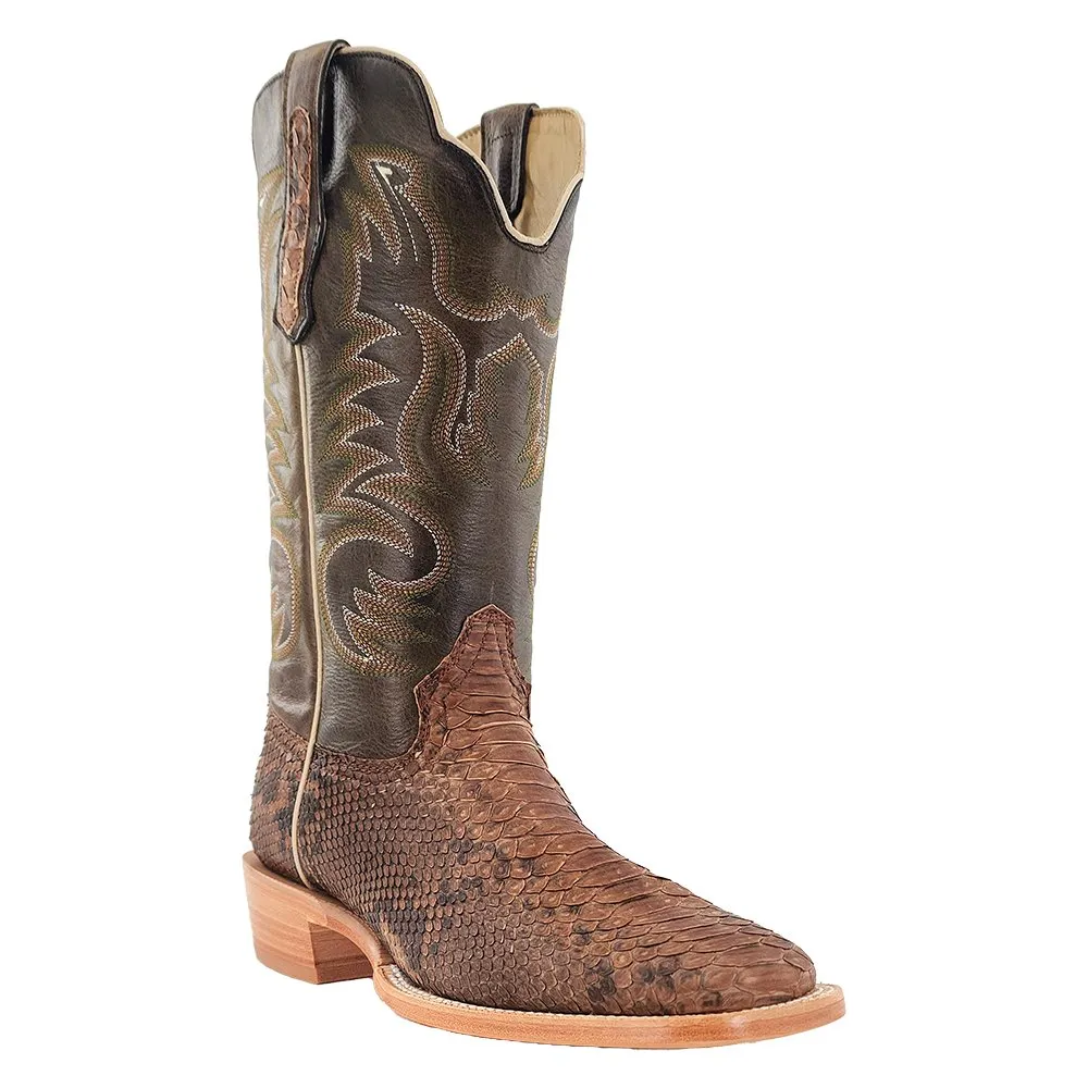 R Watson Men's 13" Python & Carbon Damiana Wide Square Toe Boots