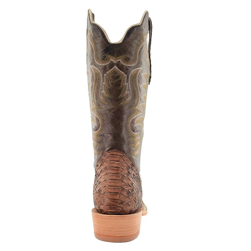 R Watson Men's 13" Python & Carbon Damiana Wide Square Toe Boots