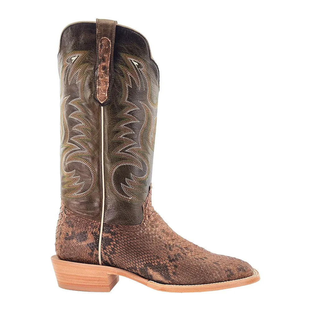 R Watson Men's 13" Python & Carbon Damiana Wide Square Toe Boots