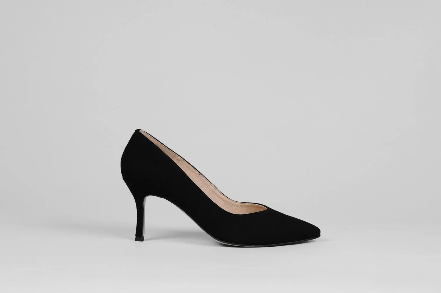 Rachels - Black Suede V Court Shoe