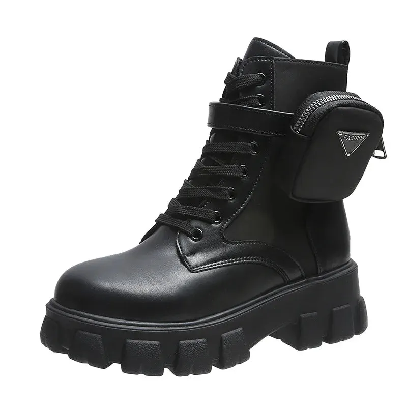 Rebel Ride Ankle Boots with Punk Pocket Bag