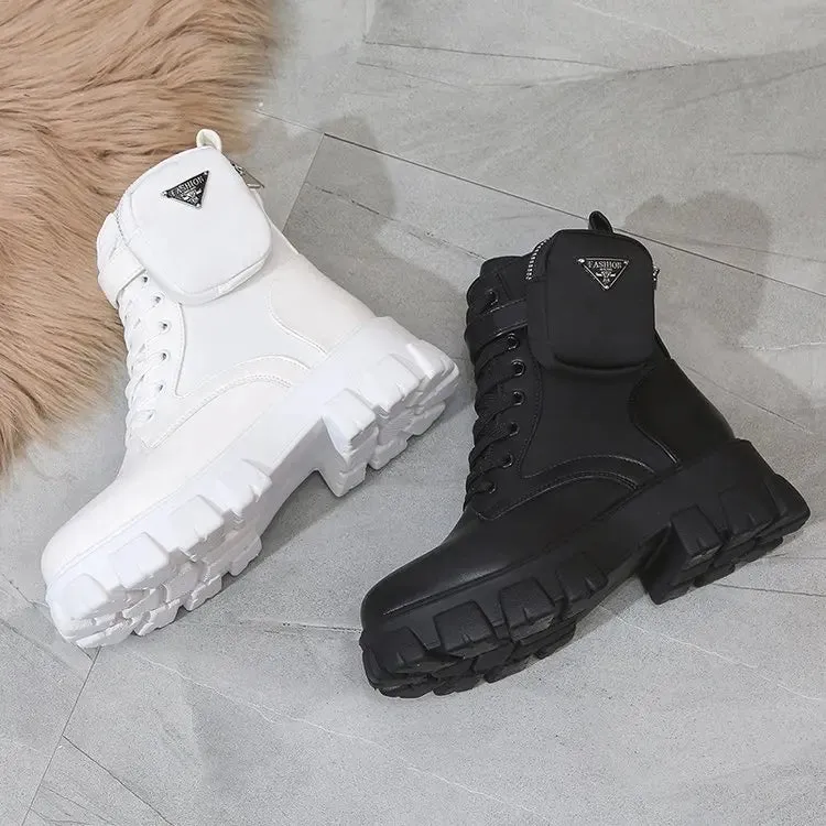 Rebel Ride Ankle Boots with Punk Pocket Bag