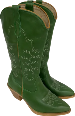 ROC Green Western Cowboy Boots UK 4 EU 37 👠