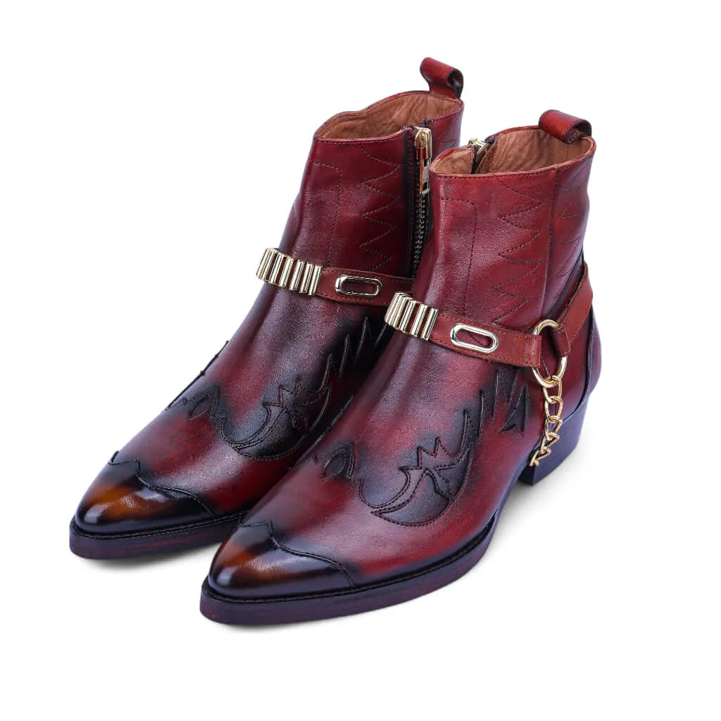Rustic Frontier Cowboy Boots with Distressed Leather