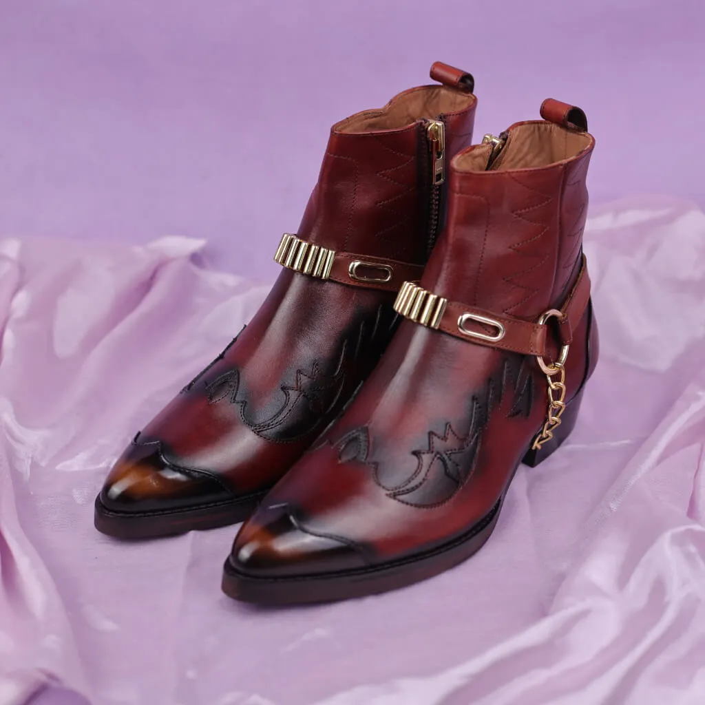 Rustic Frontier Cowboy Boots with Distressed Leather