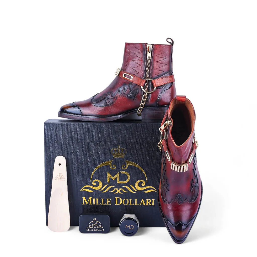 Rustic Frontier Cowboy Boots with Distressed Leather