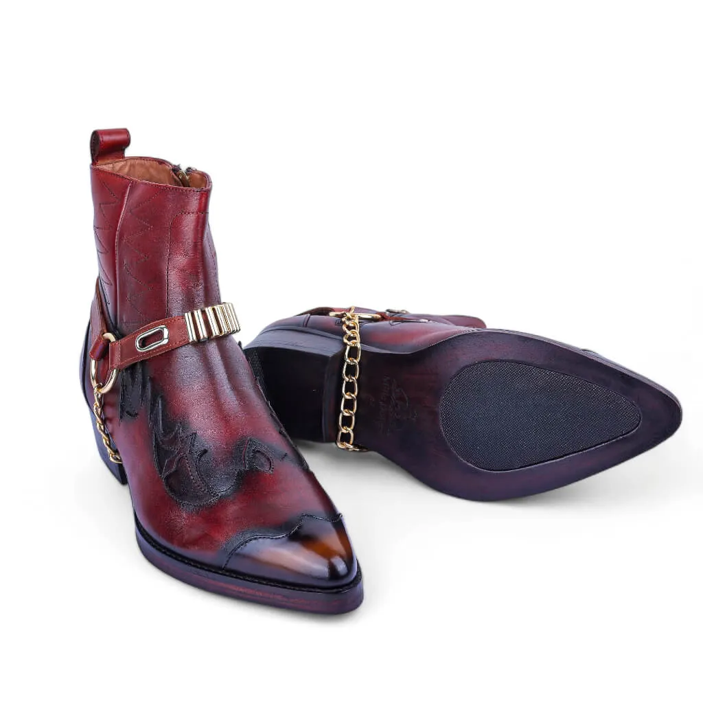 Rustic Frontier Cowboy Boots with Distressed Leather