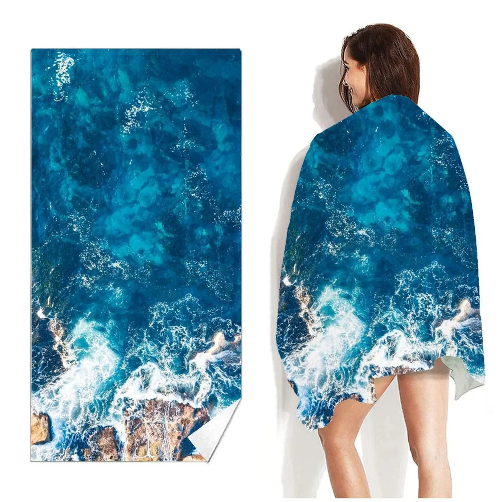 Sand Free Quick Dry Beach Towel Microfiber Bath Summer Cushion Swimming Fitness Yoga Bath Towels Pattern Sport Pool 160*80
