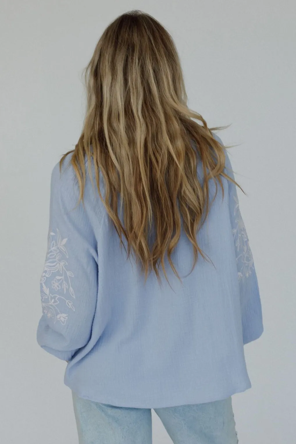 Soar Together Embroidered Top - Blue