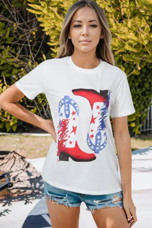 Stars Graphic Cowboy Boots T Shirt