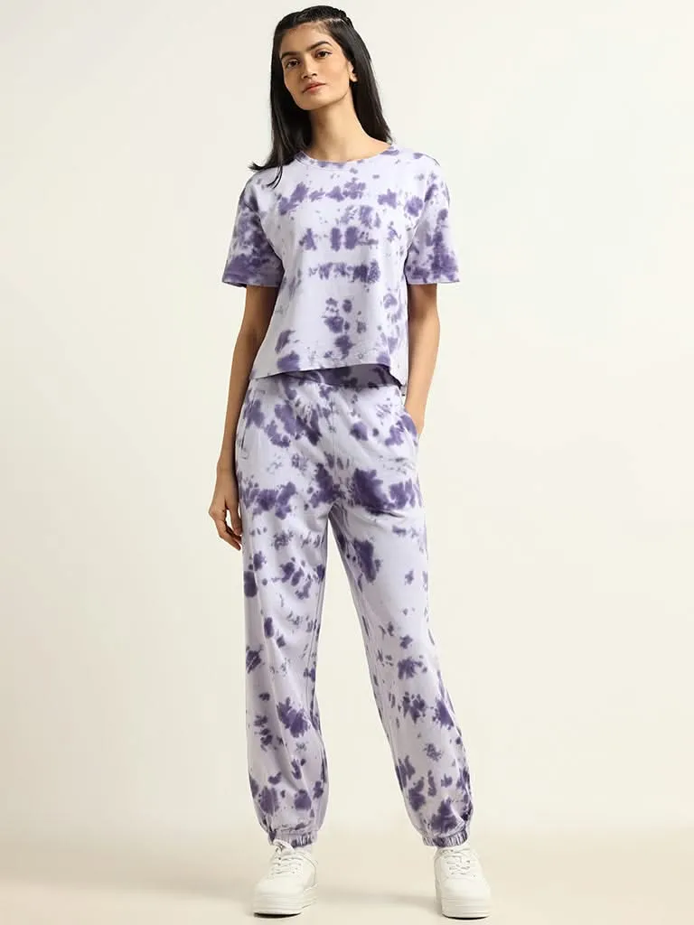 Studiofit Lavender Tie-Dye Cotton Blend T-Shirt
