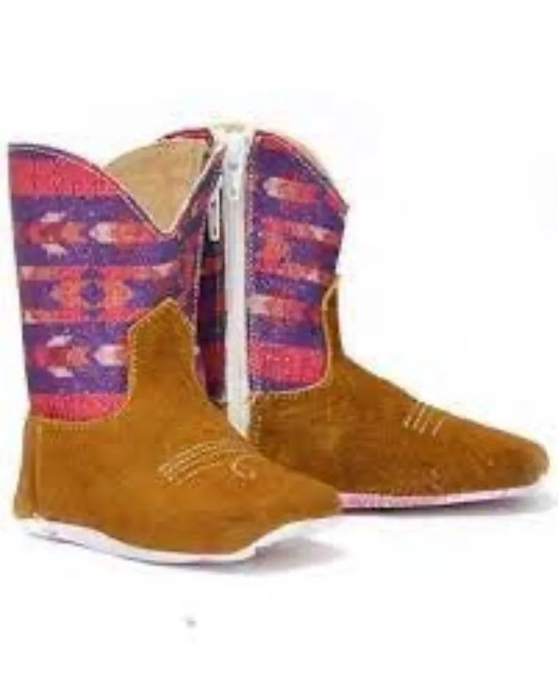 Tin Haul Infants Pink purple brown MINI PRINCESS BOOTS w/ Pony sole
