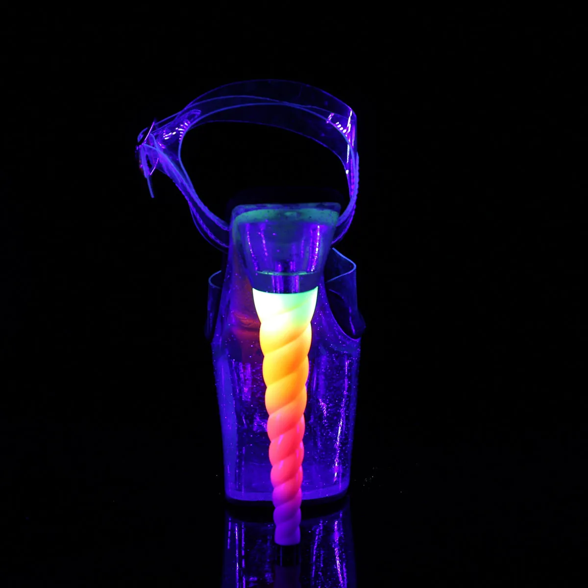 UNICORN-708MG Blacklight Reactive  7 Inch Unicorn Horn Heel Stripper Shoe