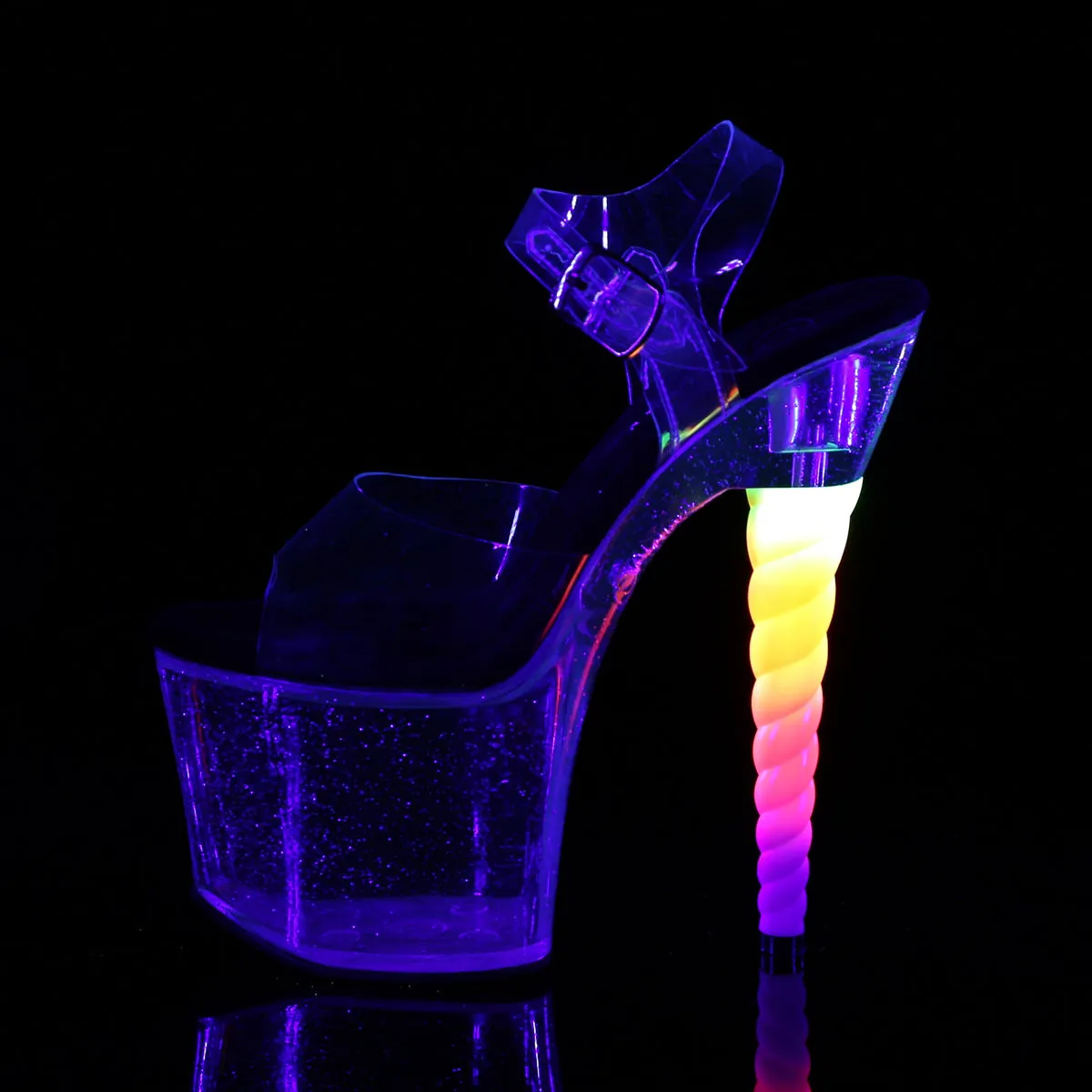 UNICORN-708MG Blacklight Reactive  7 Inch Unicorn Horn Heel Stripper Shoe