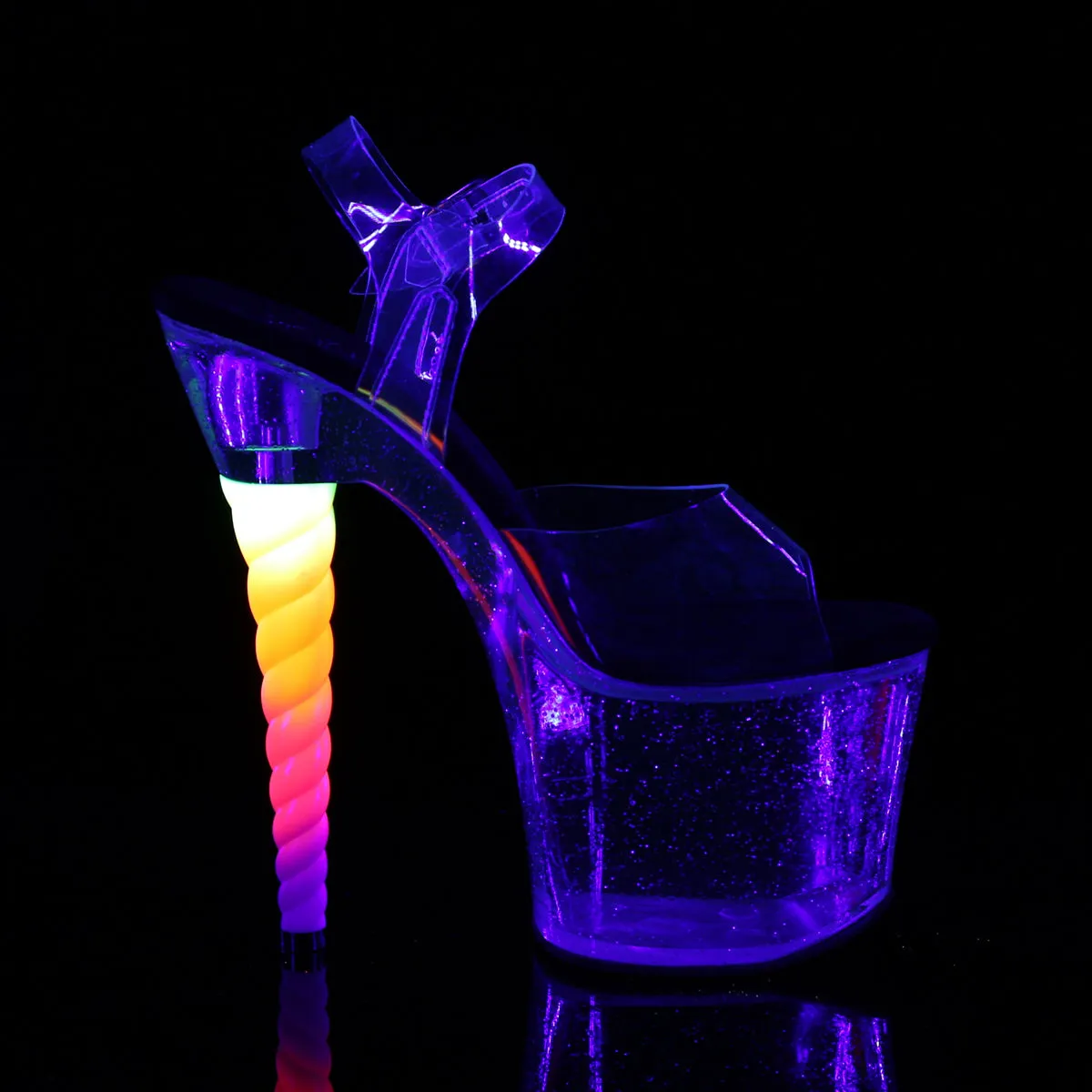 UNICORN-708MG Blacklight Reactive  7 Inch Unicorn Horn Heel Stripper Shoe