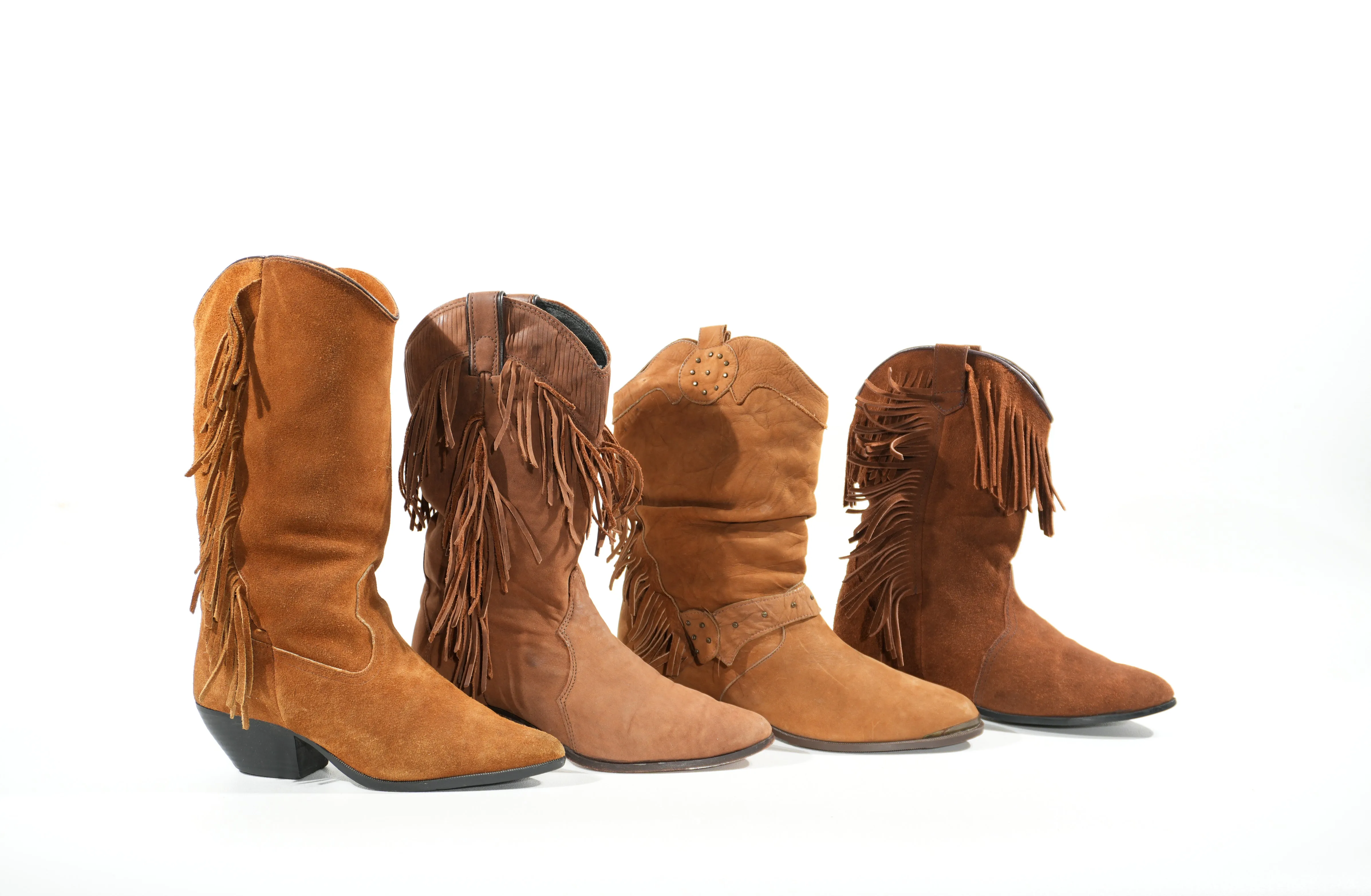 Vintage Fringe Boots Size 7.5 90s Leather Cowboy Boots Cowgirl Booties Southwestern Sz. 7 1/2