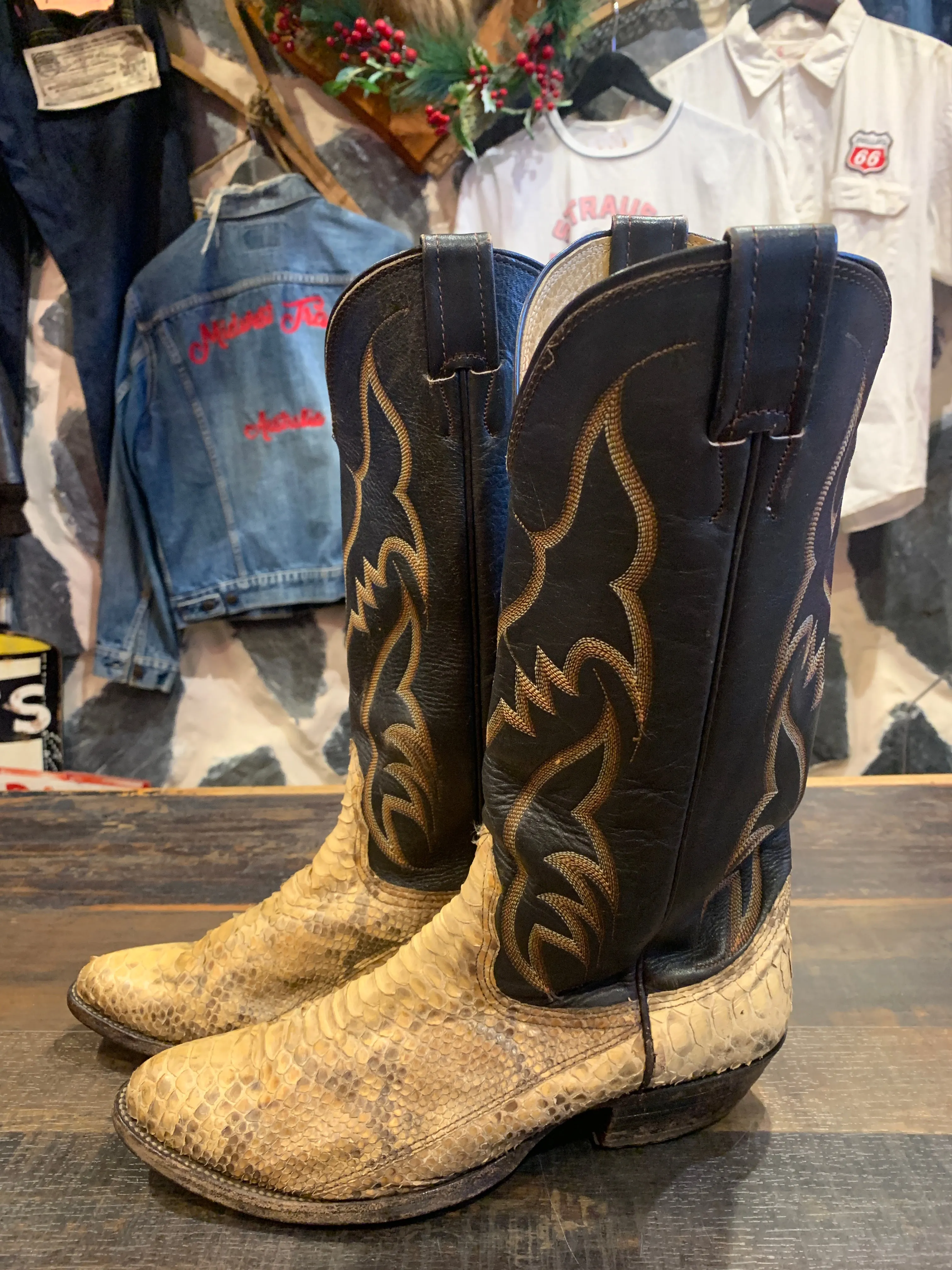 Vintage Nocona Snakeskin Boots, 8-8.5
