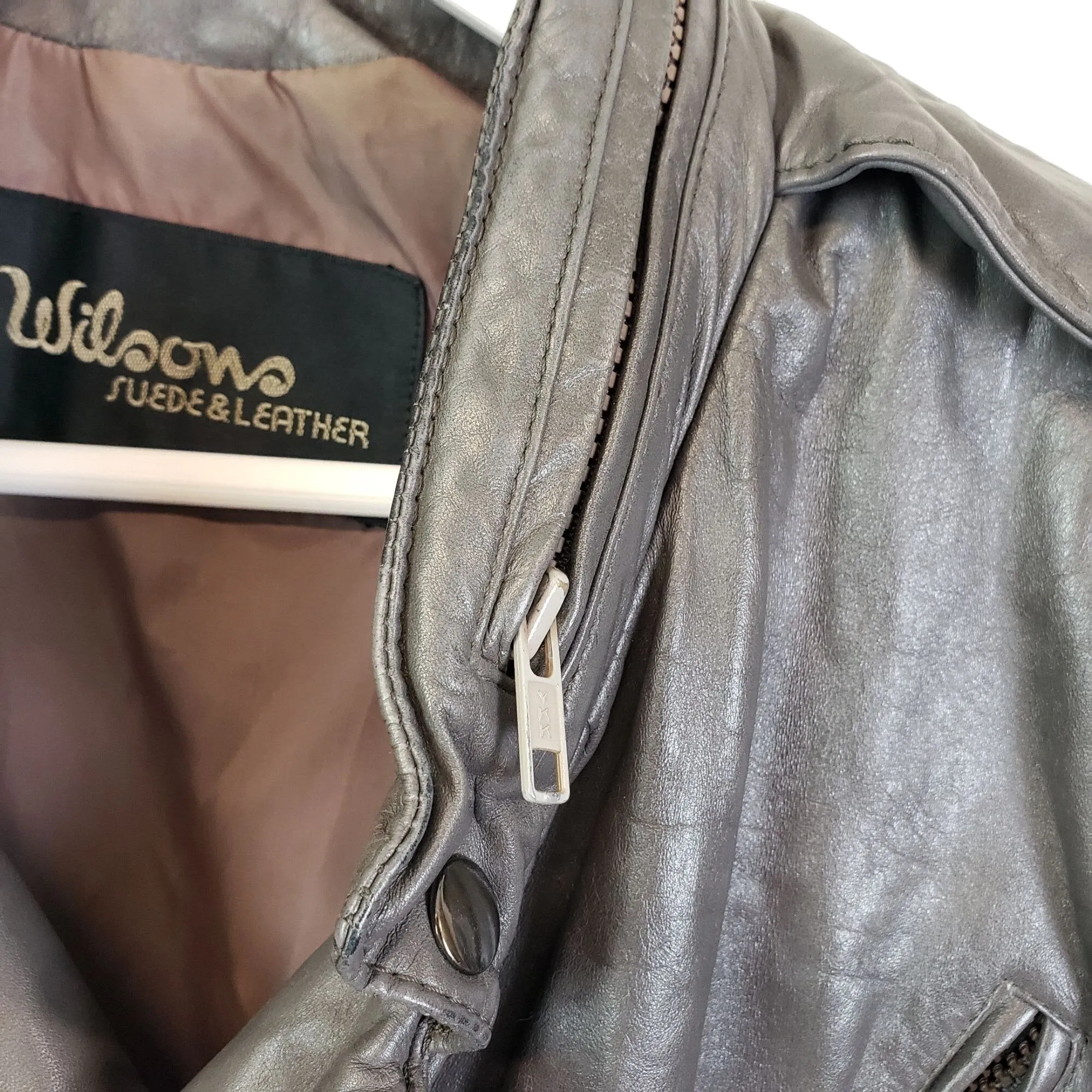Wilsons Leather Gray Asymmetrical Zip Moto Jacket Size Small (est)