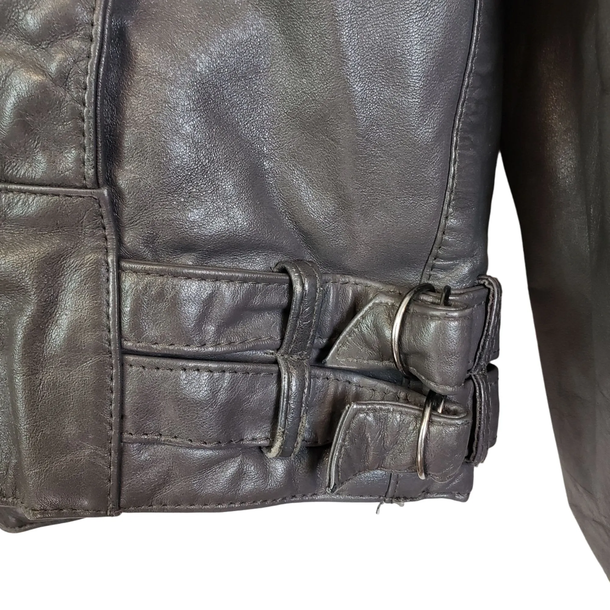 Wilsons Leather Gray Asymmetrical Zip Moto Jacket Size Small (est)