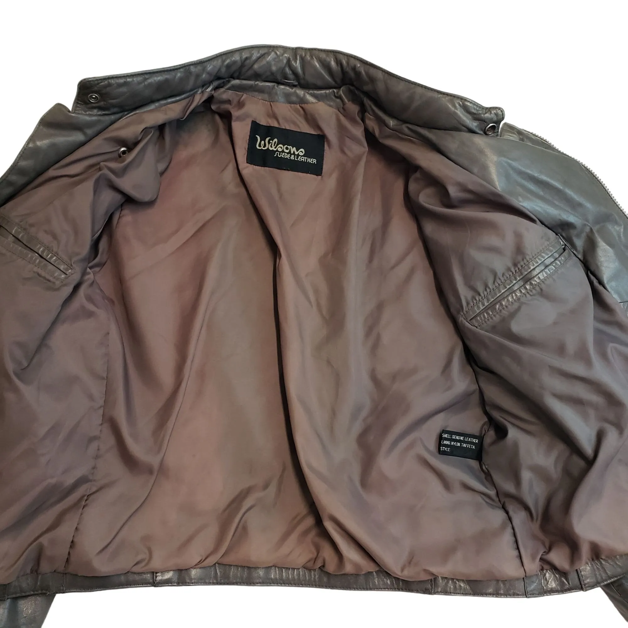 Wilsons Leather Gray Asymmetrical Zip Moto Jacket Size Small (est)