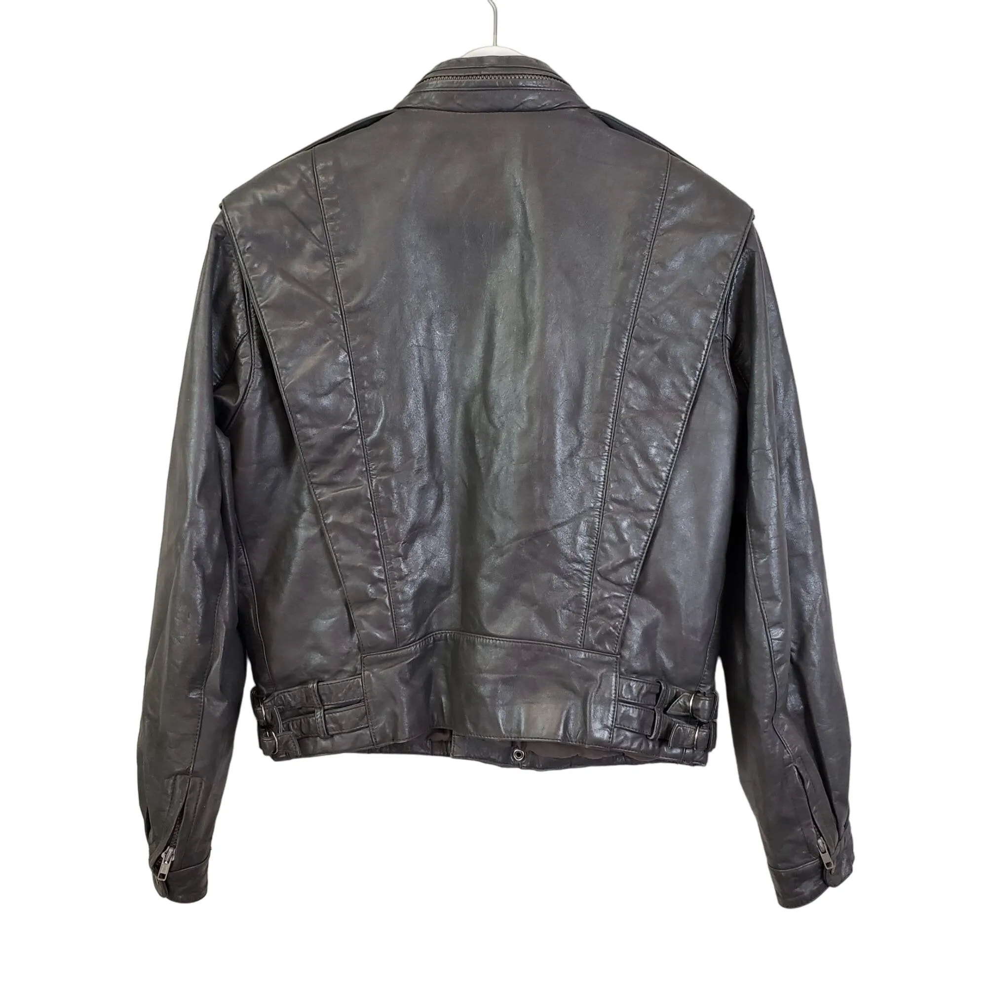 Wilsons Leather Gray Asymmetrical Zip Moto Jacket Size Small (est)