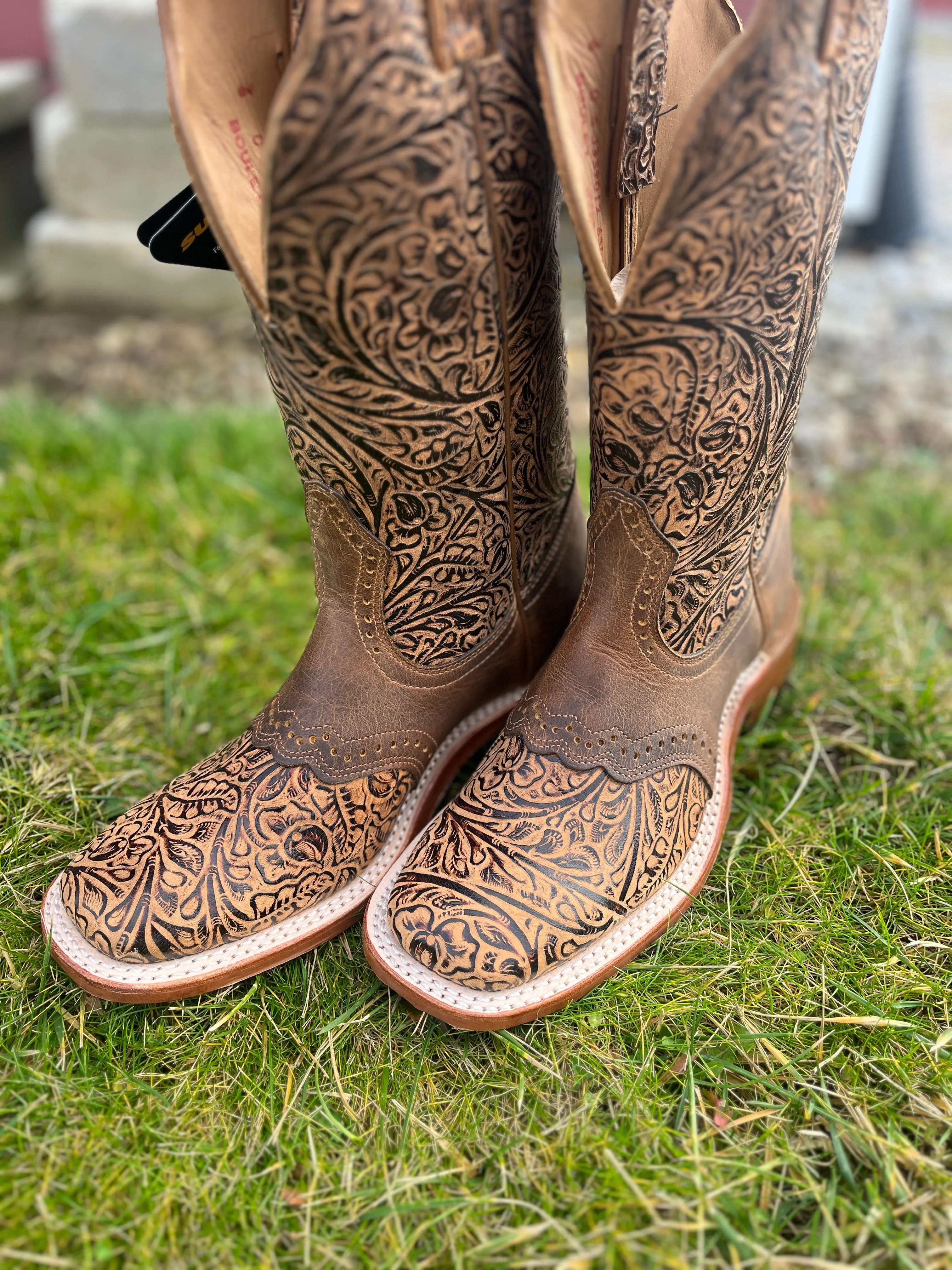 Women's Boulet Tooled Leather Cowboy Boots