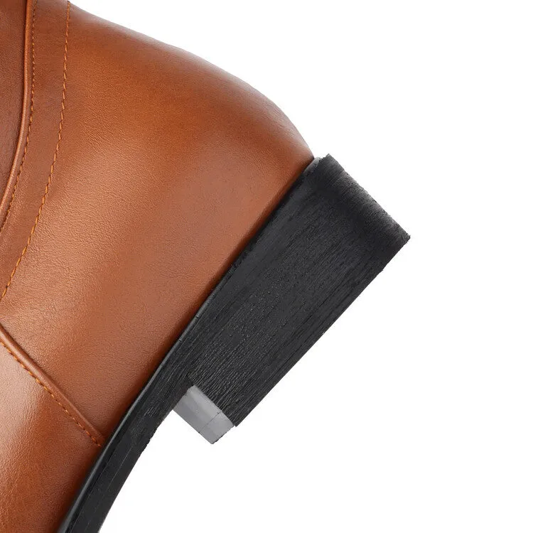 Women's Round Toe Block Heel Short Boots